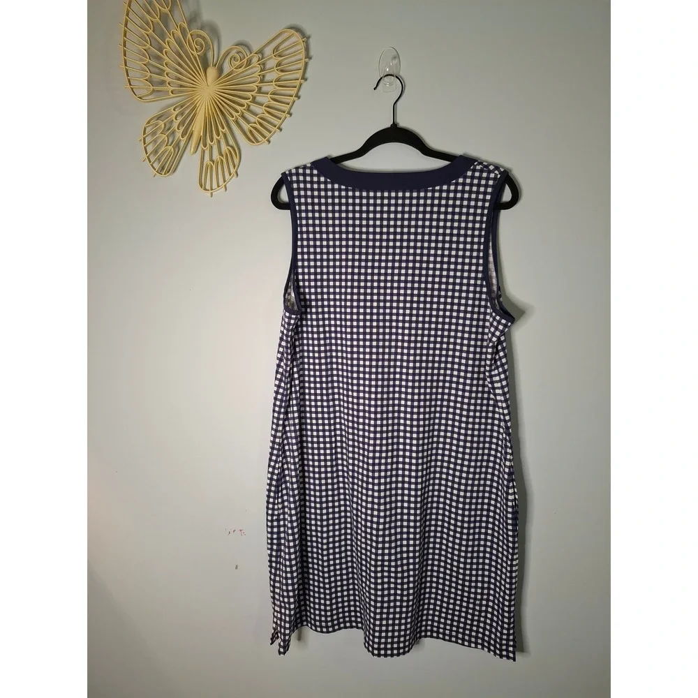 Draper James Lands End Navy Gingham Sleeveless Swim Cover Up Dress Large 14-16